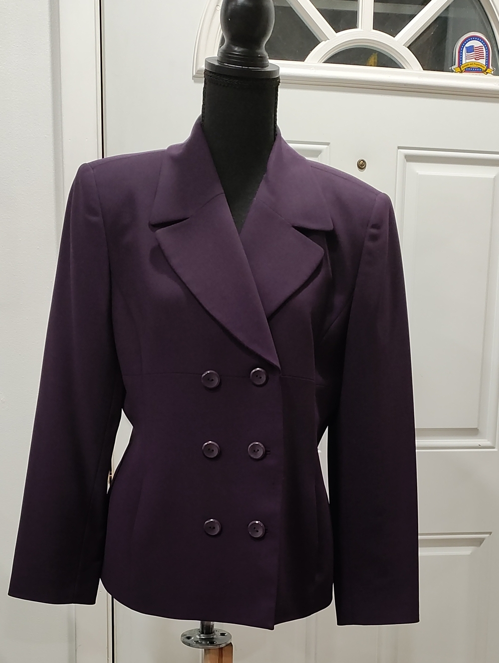 Dana Buchman Double-Breasted Deep Purple Blazer